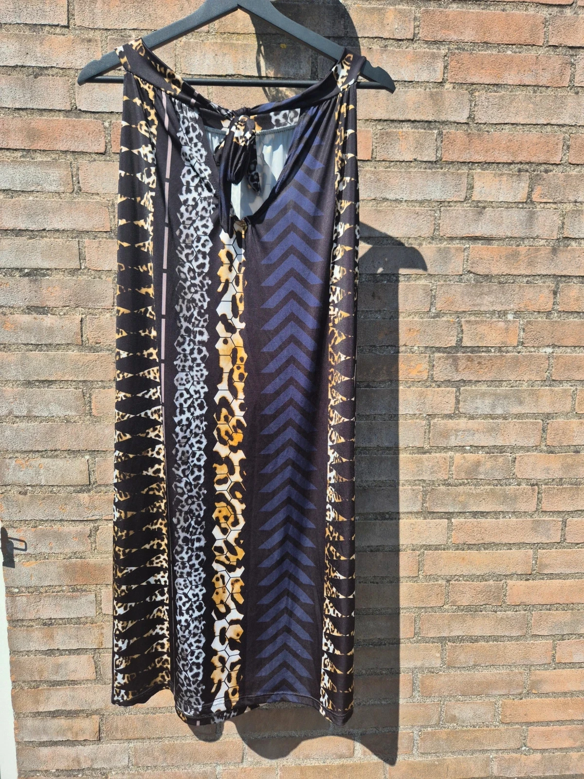 Vestido com mistura de estampas e detalhe de laço – tamanho xl – photo 2